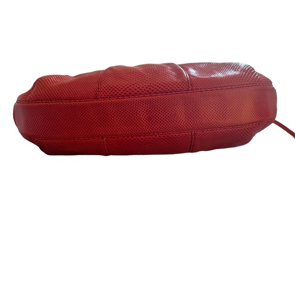 EUC Judith Leiber VTG 80s-90s Karung Snakeskin Shoulder/Clutch Handbag RED - Picture 4 of 5